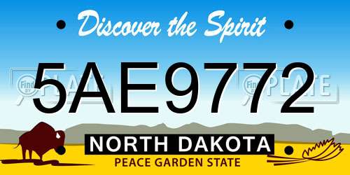 5AE9772 North Dakota License Plate