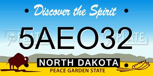 5AEO32 North Dakota License Plate