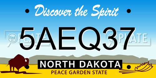 5AEQ37 North Dakota License Plate