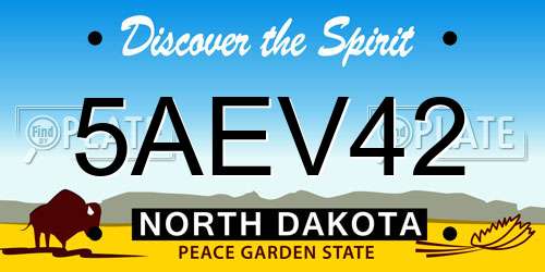 5AEV42 North Dakota License Plate