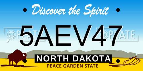 5AEV47 North Dakota License Plate