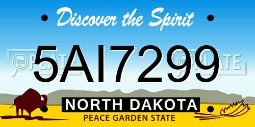 5AI7299 North Dakota License Plate