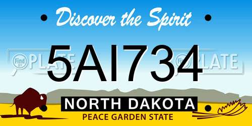 5AI734 North Dakota License Plate