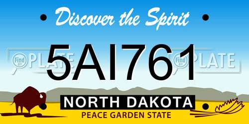 5AI761 North Dakota License Plate