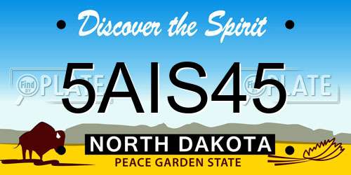 5AIS45 North Dakota License Plate