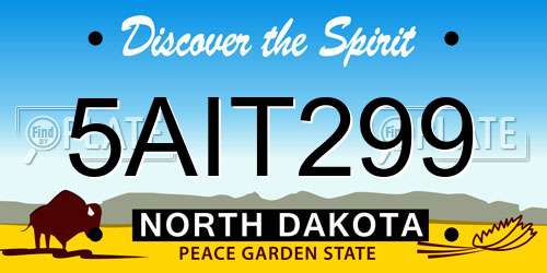 5AIT299 North Dakota License Plate