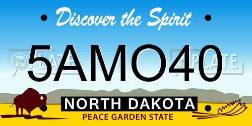 5AMO40 North Dakota License Plate