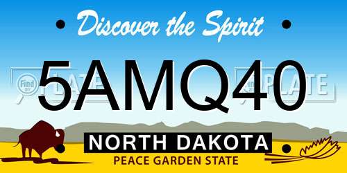 5AMQ40 North Dakota License Plate