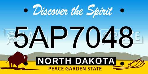 5AP7048 North Dakota License Plate