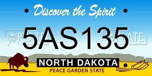 5AS135 North Dakota License Plate