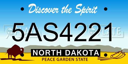 5AS4221 North Dakota License Plate