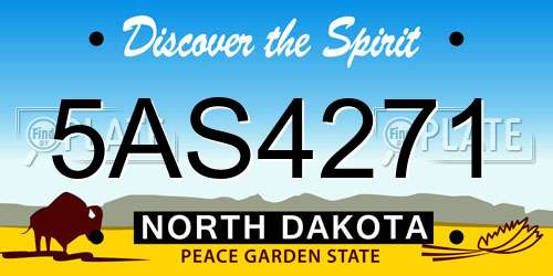 5AS4271 North Dakota License Plate