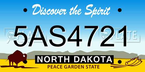 5AS4721 North Dakota License Plate