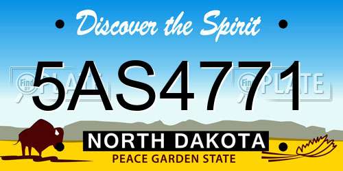 5AS4771 North Dakota License Plate