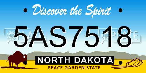 5AS7518 North Dakota License Plate