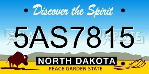 5AS7815 North Dakota License Plate