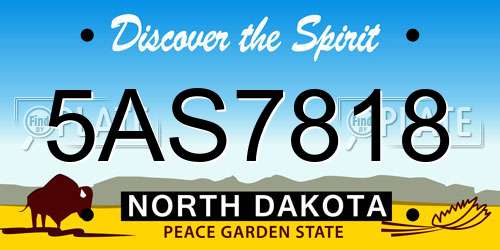 5AS7818 North Dakota License Plate