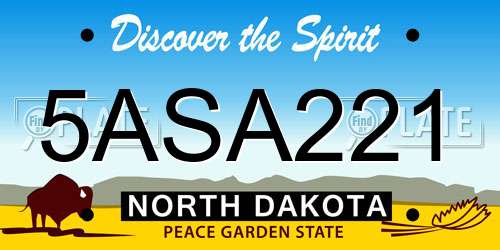 5ASA221 North Dakota License Plate