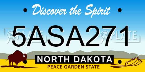 5ASA271 North Dakota License Plate