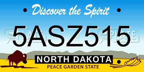 5ASZ515 North Dakota License Plate
