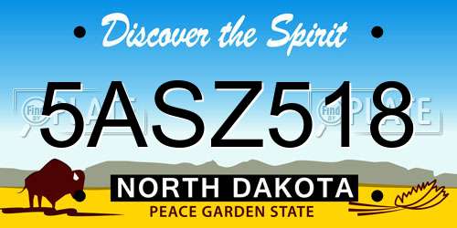 5ASZ518 North Dakota License Plate