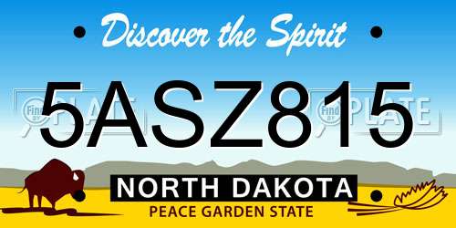 5ASZ815 North Dakota License Plate