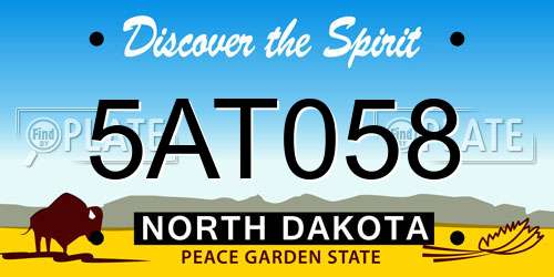 5AT058 North Dakota License Plate