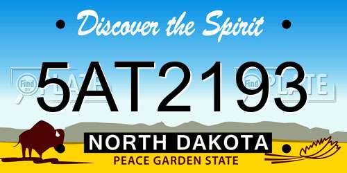 5AT2193 North Dakota License Plate