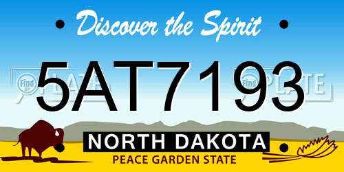 5AT7193 North Dakota License Plate