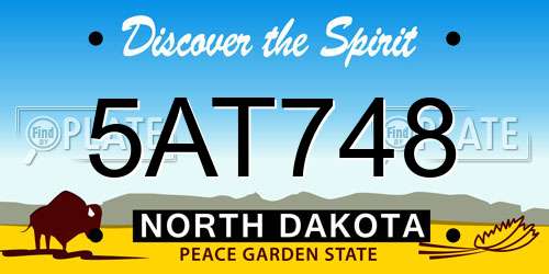 5AT748 North Dakota License Plate