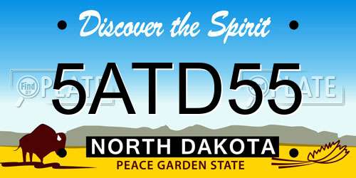 5ATD55 North Dakota License Plate