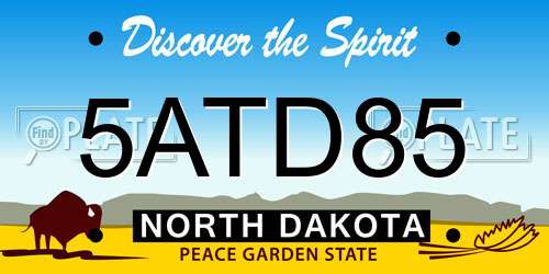 5ATD85 North Dakota License Plate