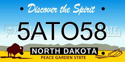 5ATO58 North Dakota License Plate