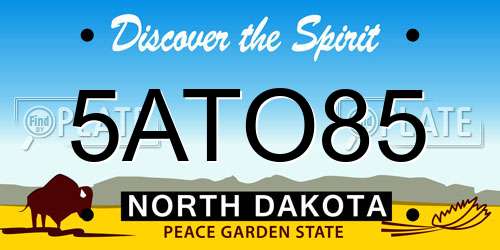 5ATO85 North Dakota License Plate