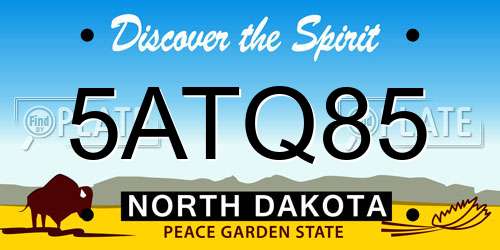 5ATQ85 North Dakota License Plate