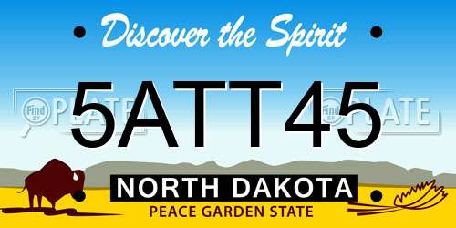 5ATT45 North Dakota License Plate