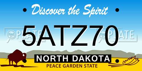 5ATZ70 North Dakota License Plate