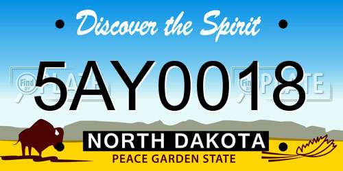 5AY0018 North Dakota License Plate