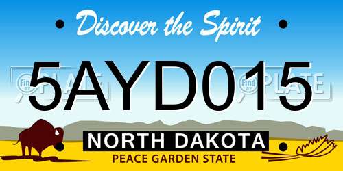 5AYD015 North Dakota License Plate