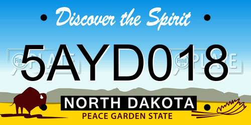 5AYD018 North Dakota License Plate