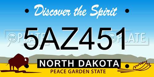 5AZ451 North Dakota License Plate