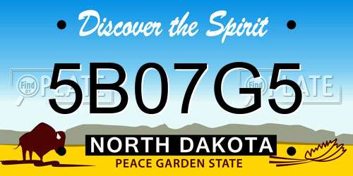 5B07G5 North Dakota License Plate