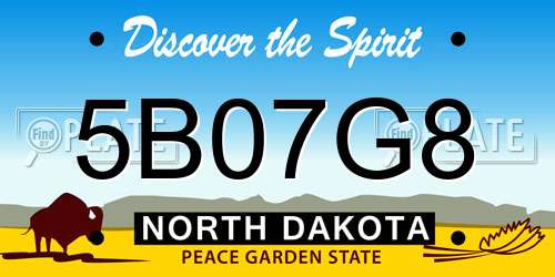 5B07G8 North Dakota License Plate