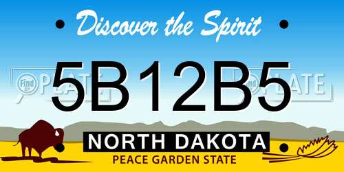 5B12B5 North Dakota License Plate