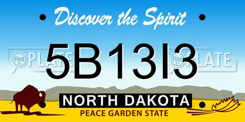 5B13I3 North Dakota License Plate