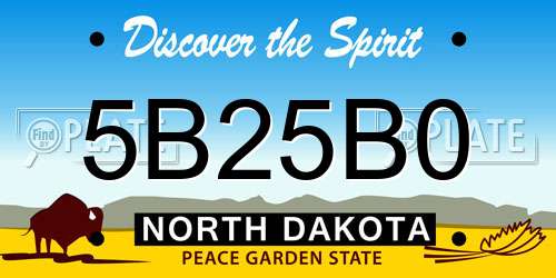 5B25B0 North Dakota License Plate