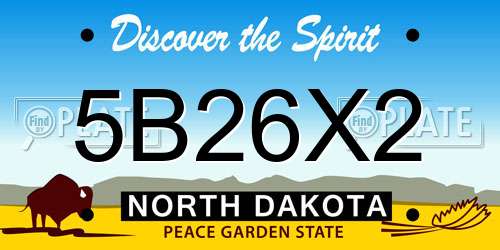 5B26X2 North Dakota License Plate