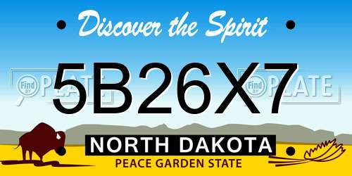 5B26X7 North Dakota License Plate