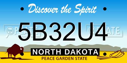 5B32U4 North Dakota License Plate