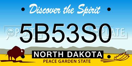 5B53S0 North Dakota License Plate